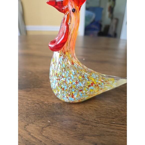 Hand Blown Art Glass Long Tail Rooster Figurine/Multicolored - Picture 4 of 16